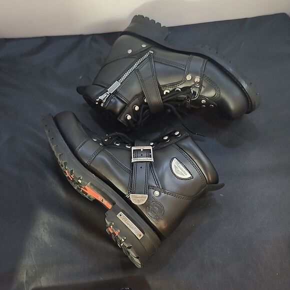 MILWAUKEE MOTORCYCLE CLOTHING COMPANY MB433 MEN'S BLACK ROAD CAPTAIN BOOT - Picture 10 of 16